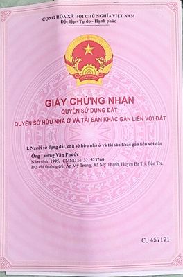 Đất chính chủ có thổ cư