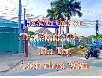 Đất thổ cư , cách nhựa 200m. Ngay chợ Tân Trụ