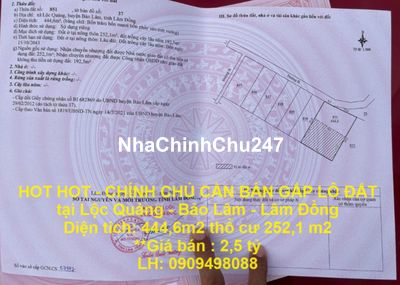 CHÍNH CHỦ CẦN BÁN GẤP LÔ ĐẤT tại Lộc Quảng - Bảo Lâm - Lâm Đồng