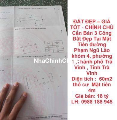 CHÍNH CHỦ Cần Bán 3 Công Đất Đẹp Tại Mặt Tiền đường Phạm Ngũ Lão