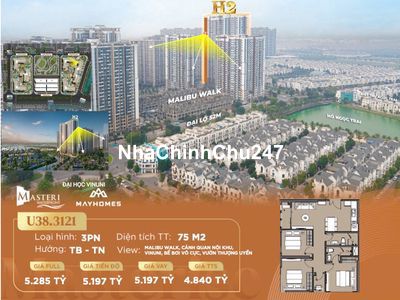 Độc quyền căn góc 3PN góc tại Masteri Waterfront - Giá 4.8 tỷ