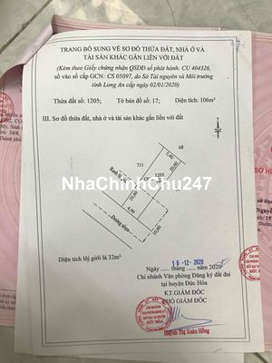 Đất gull thổ 5x21 1 sec Tl823 sau lưng UBND xã Đức Lập Hạ