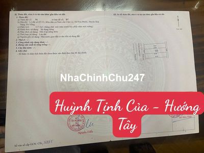 Chính chủ bán đất đường 5,5m Huỳnh Tịnh Của - Hòa Phước ,Hướng Tây,