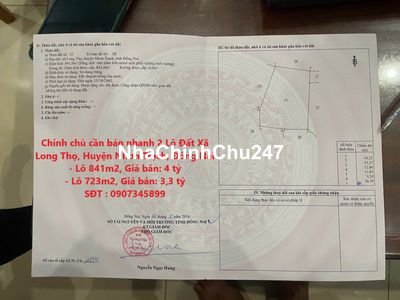 Chính chủ cần bán nhanh 2 Lô Đất Xã Long Thọ,Huyện Nhơn Trạch,Đồng Nai