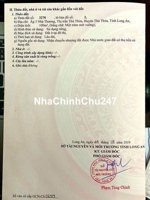 BÁN ĐẤT CHÍNH CHỦ - ẤP 3 NHÀ THƯỢNG, THỦ THỪA, LONG AN