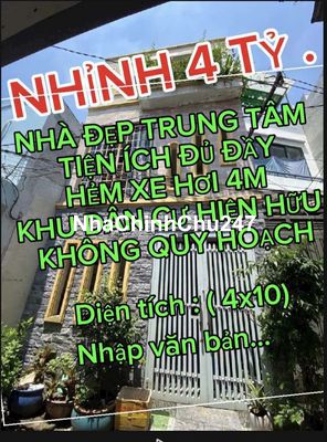 NHÀ ĐẸP TRUNG TÂM , TIỆN ÍCH ĐỦ ĐẦY HẺM XE HƠI 4M KHU DÂN CƯ HIỆN HỮU