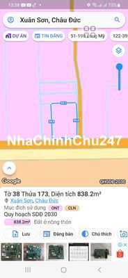 CHÍNH CHỦ BÁN 2 NỀN ĐẤT FULL THỔ CƯ 10X35, CÓ 100 TC XUÂN SƠN CHÂU ĐỨC