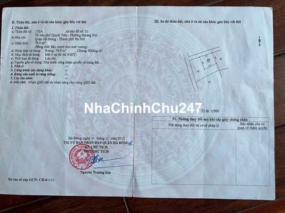 Chính chủ bán mảnh đất tại Phố 72-78m mặt tiền 9m15-giá 9tỷ75