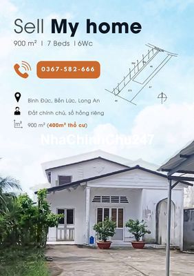 BÁN ĐẤT THỔ SỔ HỒNG RIÊNG 900M2 MẶT TIỀN ĐT816 BẾN LỨC, LONG AN