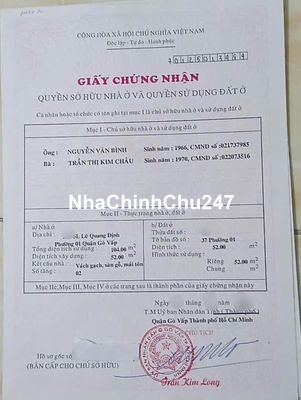 Chính chủ bán nhà 52m2/4tỷ950 Lê Quang Định, P.1, Gò Vấp. SHR