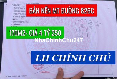 CHÍNH CHỦ - BÁN 2 LÔ ĐẤT MT 826C - GẦN CẦU CẦN GIUỘC