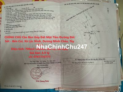 Đất Mặt TiềnĐường Đất Sét-Bến Củi,Xã Lộc Ninh,Dương Minh Châu,Tây Ninh