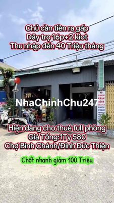 chủ cần tiền bán gấp dãy trọ ở đinh đức thiện bình chánh hcm