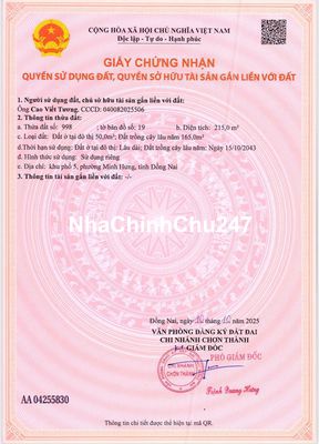 Chính Chủ Cần bán Mặt Tiền Đường Nhựa