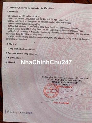 Chính Chủ Gửi Bán Đất Hoà Long gần QL56