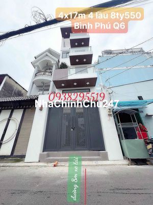 chủ bán nhà mặt tiền nội bộ khu Bình Phú xe tải 4 lầu sổ hồng 8ty550