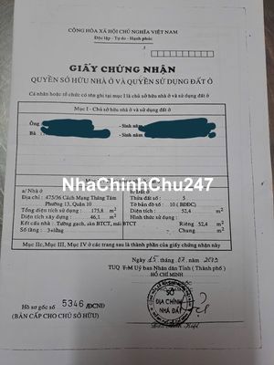 HHMG 1%, chính chủ bán HXH 7m 475/36 đường Cách Mạng Tháng 8 P13 Q10,