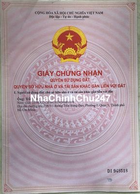 BÁN NHÀ QUẬN 5 CHÍNH CHỦ - TRUNG TÂM HCM