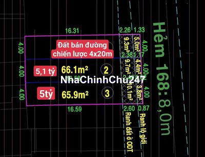 chính chủ cần bán 2 nền đất hẻm 168 Chiến Lược (4x20, xây dựng 16m)