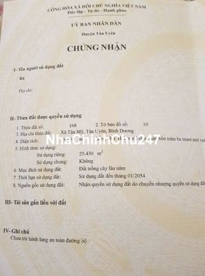 Chính chủ gửi bán đất trồng cây cao su có sổ đỏ