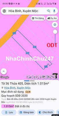 CHÍNH CHỦ BÁN ĐẤT HÒA BÌNH, XUYÊN MỘC