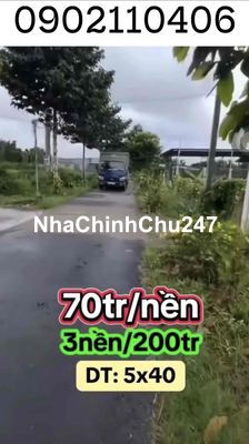 chủ gửi bán 3 nền thổ cư 200m2 giá 70tr 1 nền