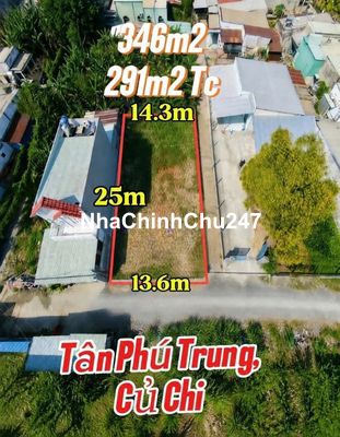 650TRIỆU CHÍNH CHỦ KẸT TIỀN BÁN GẤP LÔ GÓC 346M2 GẦN KCN TÂN PHÚ TRUNG