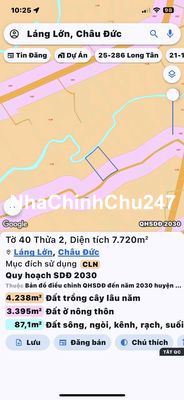 7.720M2 LÁNG LỚN - MẶT TIỀN NHỰA GIÁP SUỐI ĐÁ (CHÍNH CHỦ)