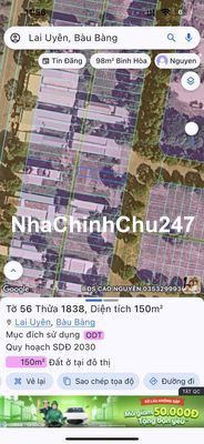 chính chủ bán đất trung tâm huyện bầu bàng 150m thổ cư