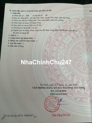VỊ TRÍ ĐẮC ĐỊA Chính Chủ Bán Nhà Mặt Tiền Thị Trấn Tân Châu, Tây Ninh
