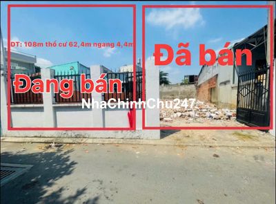CHI1BH CHỦ CẦN BÁN ĐẤT GẤP Ở ĐÔNG HOÀ. DT 108M2. NGANG 4,4M. GẦN ĐHQG