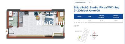 Trực Tiếp Chủ Cần Bán 1PN - View Hồ Bơi Tầng Trung - Giá full 1ty150