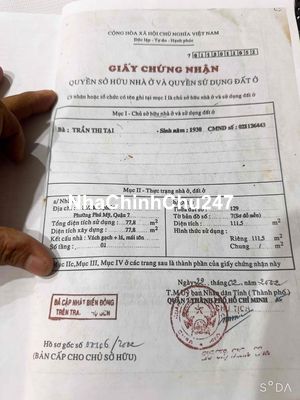 nhà hẻm xe hơi Q7 lô nhì htp sổ chung 2 căn chính chủ bán vi bằng
